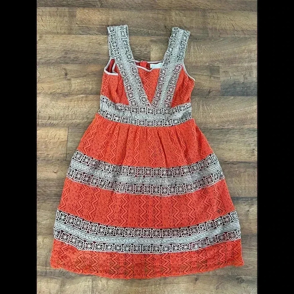 Alter'd State Women's Size Small Orange And Tan Dress Crotchet Style - Picture 1 of 8